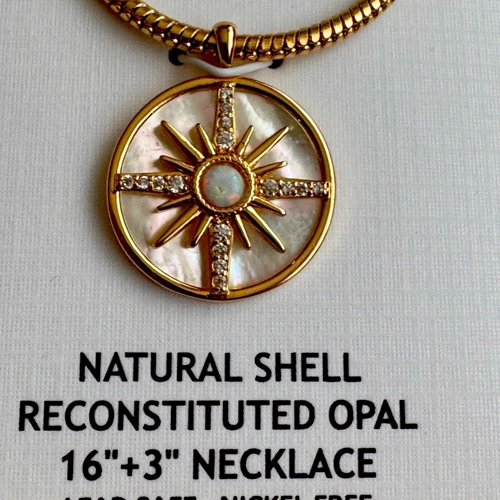 New Camila Coelho Gold color Sunburst Necklace with Opal